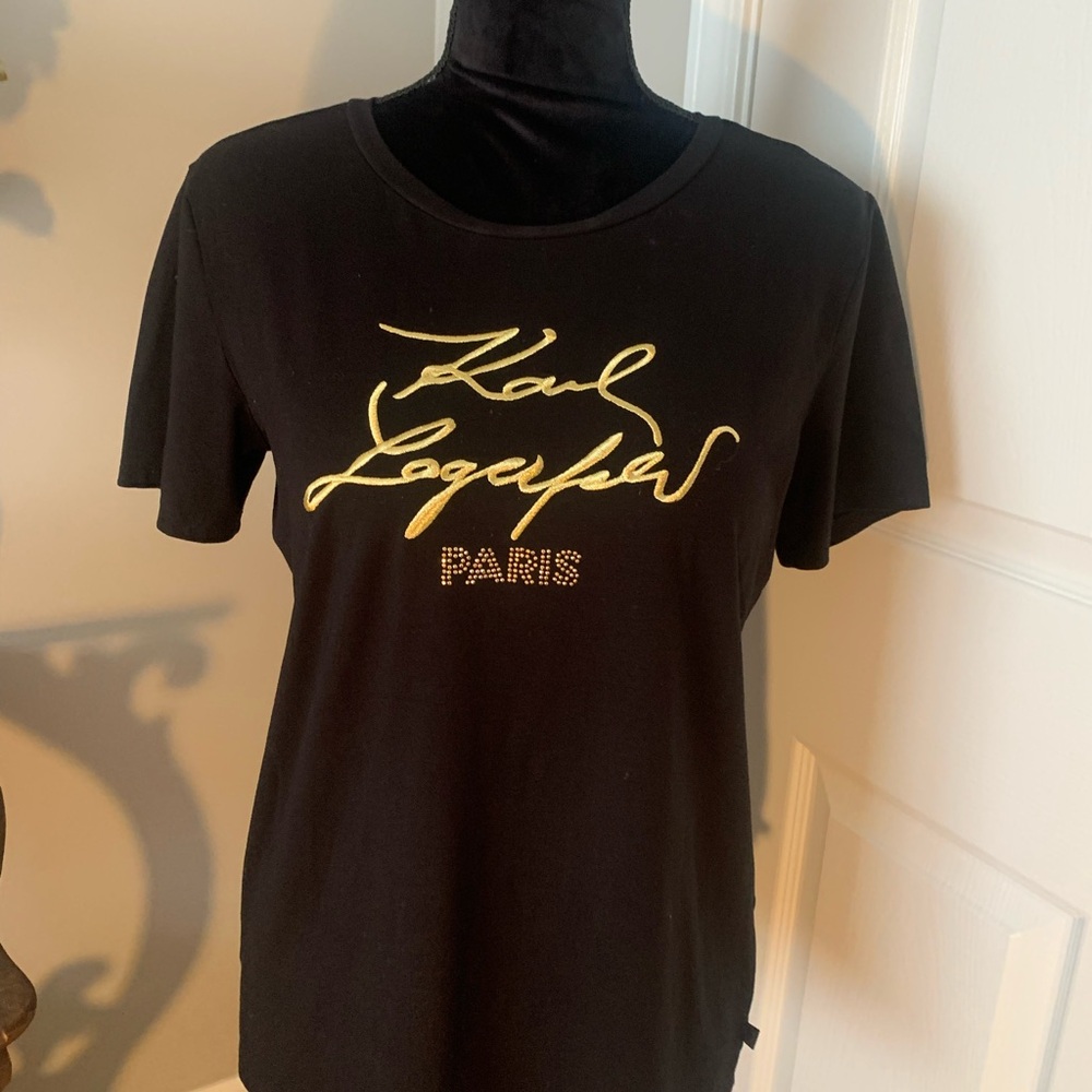 Karl Lagerfeld Black Tee with Gold Logo